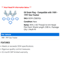 thumbnail image 2 of Drain Plug - Compatible with 1989 - 1997 Geo Tracker 1990 1991 1992 1993 1994 1995 1996, 2 of 2