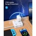 thumbnail image 6 of TROND Surge Protector Power Strip with USB, Ultra Thin Flat Plug 10ft Extension Cord 1625W, 2 USB C & 2 USB A, 8AC Outlets 1700J Surge Protection Wall Mount for Home Office Dorm Essentials, White, 6 of 6
