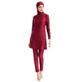 thumbnail image 3 of Innerwin Maillot de Bain pour Femmes Trois Pièces Style Musulman Col Rond Maillot de Bain Couvrant Complet Bord de Mer Rouge 5TG, 3 of 4