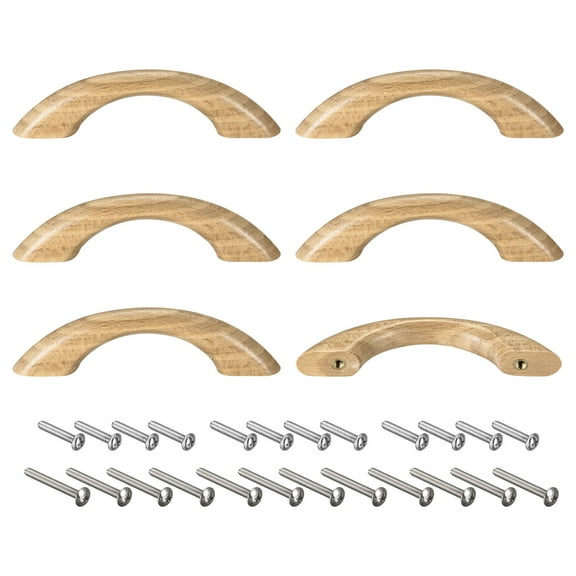 Uxcell 3.5" Drawer Pulls Wood Dresser Handles Door Knob for Furniture Part, Brown 6Pcs