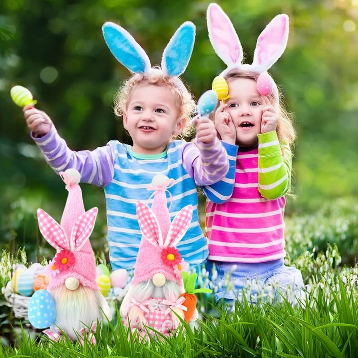 Ayieyill 12.2’ Easter Gnomes, Indoor Easter Decoration for The Home, Easter Decor Flocked Bunny Gnome Plush (2Pcs)