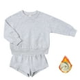 thumbnail image 5 of LYMAYTER Kids Unisex Fleece Outfit 2PCS Toddler Warm Solid Color Long Sleeve T-Shirt Tops + Jogging Shorts Set for 1-14 Y, 5 of 9