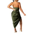 thumbnail image 2 of GHSDFBB Robe Satinée Sans Manches à Bretelles Spaghetti pour Femmes Cocktail Plage Soirée Col Bénitier à Pois Léopard Midi, 2 of 6