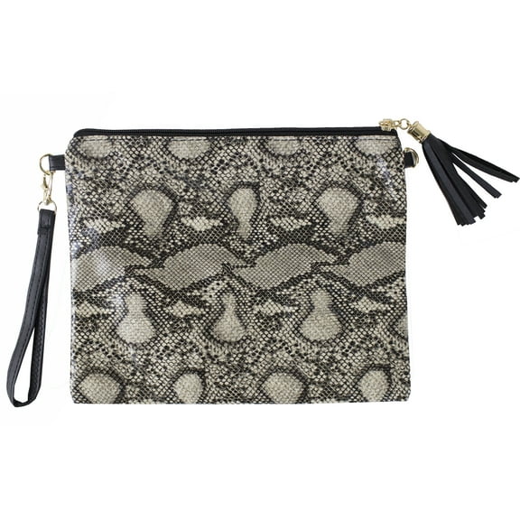 StylesILove Women Stylish Crossbody Clutch Pouch Cosmetic Bag Card Holder Multi-use Bag with Adjustable Shoulder Strap and Wrist Strap (Python Print)