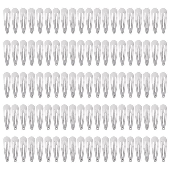 100 Pack 2" Snap Hair Clips - Silver Metal Barrettes, 5cm Small Hairpins, Thin Barrettes for Gray Hair, DIY Crafts, Accessories for Women and Girls