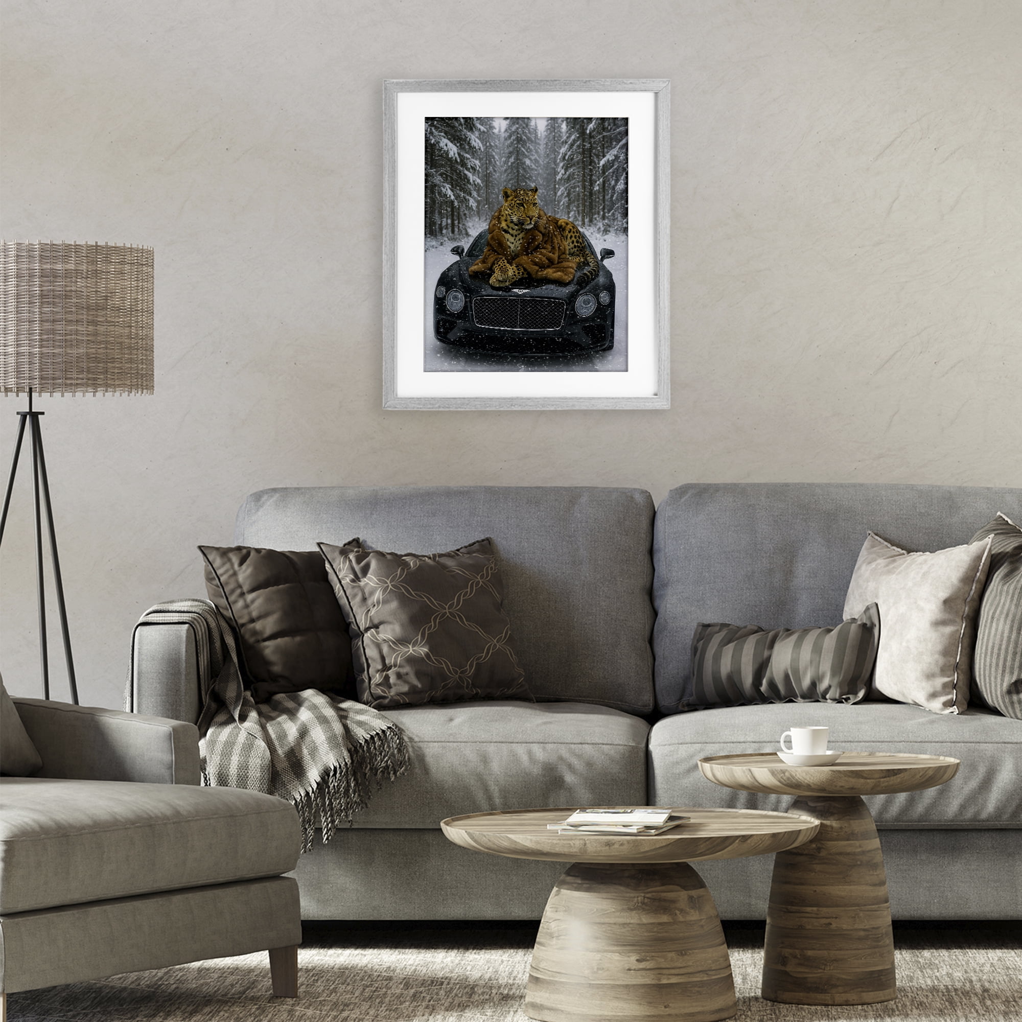 Stupell Industries Luxurious Leopard Winter Woods Gray Framed Print Under Glass, design by Grotto Studios