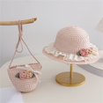 thumbnail image 2 of LNMQLPDBS Baby Sun Hat Sets Girls Wide-Brim Straw Sun-Hat for Summer Beach with Flower Kids Tourism Sun Hat with Shoulder Bag Gift for Girl Sun Protection Hat for All Season, 2 of 6