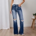 thumbnail image 2 of Vaqueros bootcut elásticos para mujer: cómodos pantalones vaqueros acampanados para el día a día, 2 of 6