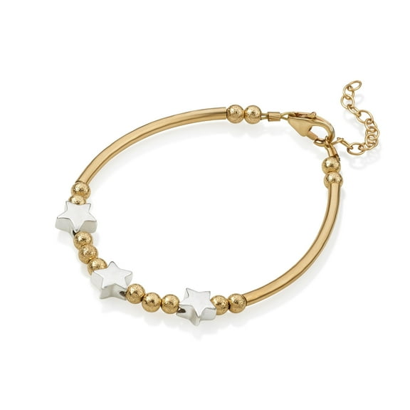 Baby Girl Infant Toddler Banglet Bracelet with Sterling Silver Star Beads | Luxury child bracelet gift (BN11)