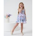 thumbnail image 3 of 4T Baby Girls Dress 5T Girls Sleeveless Dress Flower Print Off-the-shoulder Toddler Girls Summer Layered Dress Purple, 3 of 9