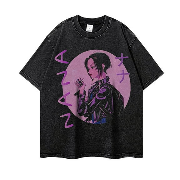 Nana Osaki T-Shirts Black Stone Nana Osaki Retro Washed Cotton Tee Oversized Short Sleeve Nana T-Shirts