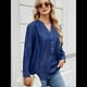 thumbnail image 4 of Blusas Tipo Túnica Informales Holgadas con Cuello en V y Larga para Mujer con Bolsillo Azul Oscuro XL, 4 of 10