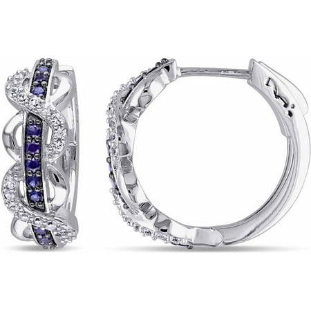 Tangelo 4/5 Carat T.G.W. Created Blue and White Sapphire Sterling Silver Infinity Clip-Back Earrings