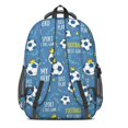 thumbnail image 3 of Football and Crown Blue Pattern Backpack for School, Cute School Bag with Adjustable Shoulder Straps and Padded Back, 16.9"x12.6"x5.9", 3 of 5