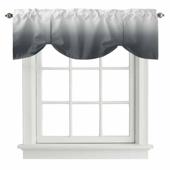 Tie Up Valance for Windows Grey Ombre Curtains Valances Rod Pocket Valance Window Treatments Gradient Gradual Color Balloon Curtains for Kitchen Living Room Bedroom Bathroom Decor 54x18 Inch