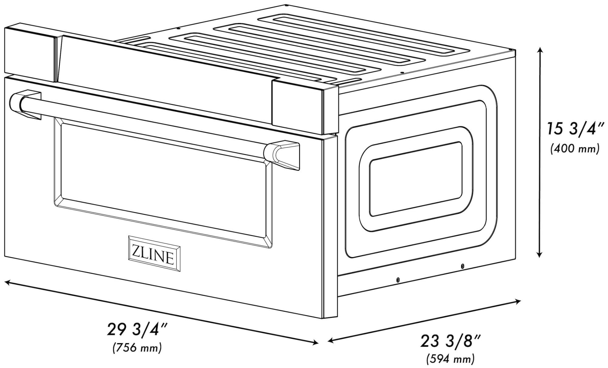 ZLINE Autograph Edition 30" 1.2 cu. ft. Built-in Microwave Drawer in Black Stainless Steel and Champagne Bronze Accents