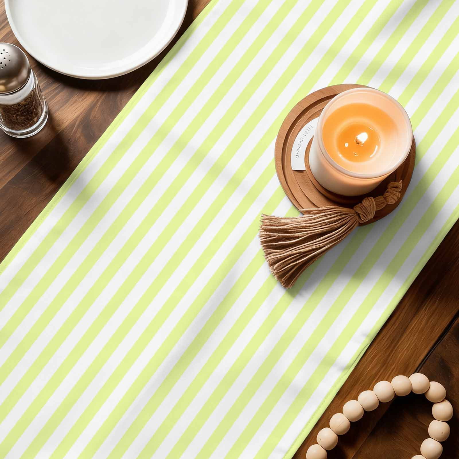 Yellow White Stripe Table Runner Linen Burlap Table Runner 108 Inches Long Modern Minimalist Geometric Striped Dresser Scarves for Kitchen Island Coffee Dining Room Party Holiday Decor 13"x108"