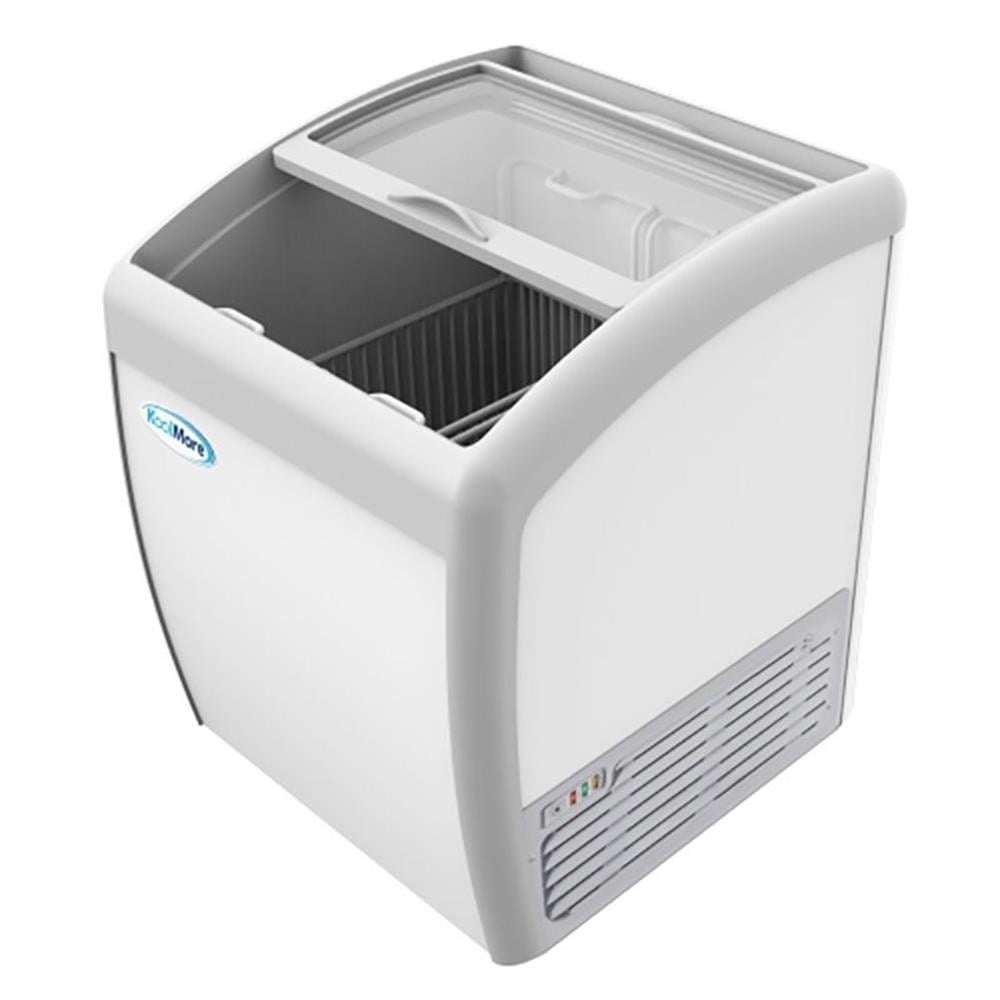 Pemberly Row Metal Ice Cream Freezer Display Case with 2 Storage Baskets - White