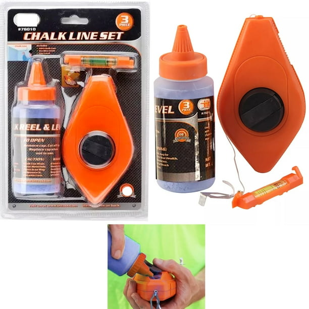 3 Pc Chalk Reel Line Level Set 50ft Measure Blue 4oz Bottle Construction Tool Walmart Com Walmart Com 3 Pc Chalk Reel Line Level Set 50ft Measure Blue 4oz Bottle Construction Tool Walmart Com Walmart Com