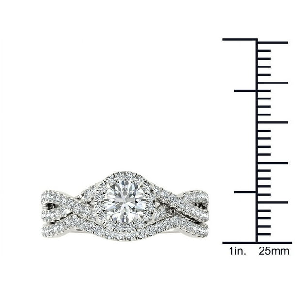 1 Carat T.W. Diamond Criss-Cross Shank Single Halo