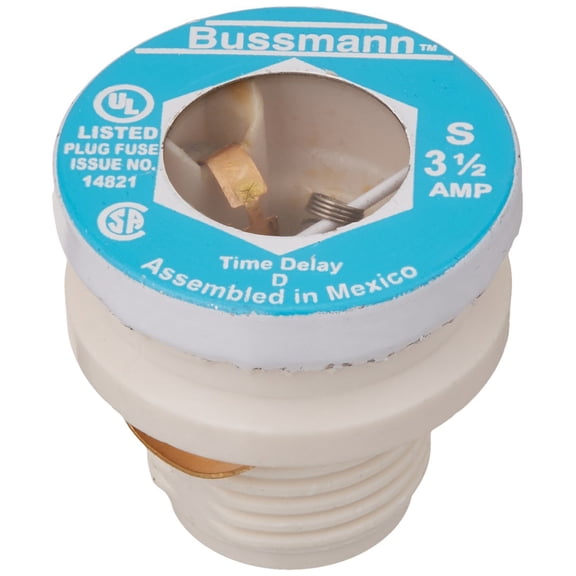 BUSSMANN S-3-1/2 - 3-1/2 Amp Type S Time-Delay Dual-Element Plug Fuse Rejection Base 125V Ul Listed (Pack of 1)