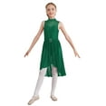 thumbnail image 3 of CHICTRY Kids Girls Modern Lyrical Dance Leotard Dress Hollow Back High-Low Hem Contemporary Dance Dress Green 14, 3 of 7
