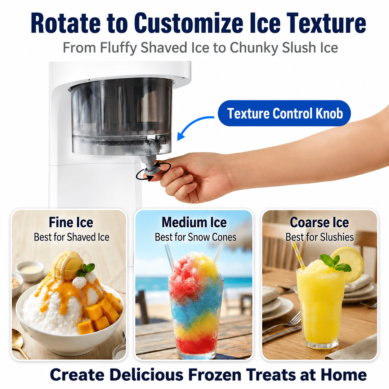 Snow Cone Machine - Electric Shaved Ice Maker for Home, Parties & Kids - Makes Slushie Ice Treats