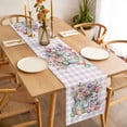 thumbnail image 3 of Table Runner 72 Inches Long for Kitchen Dining, Spring Easter Dresser Scarf Farmhouse, Dining Table Decorations for Wedding/Parties, Watercolor Floral Rabbits Eggs Purple Plaid 13 x 72 In, 3 of 8