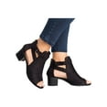 thumbnail image 2 of Women Buckle Peep Toe Low Block Heel Ankle Booties Boots Sandals Shoes Size, 2 of 3