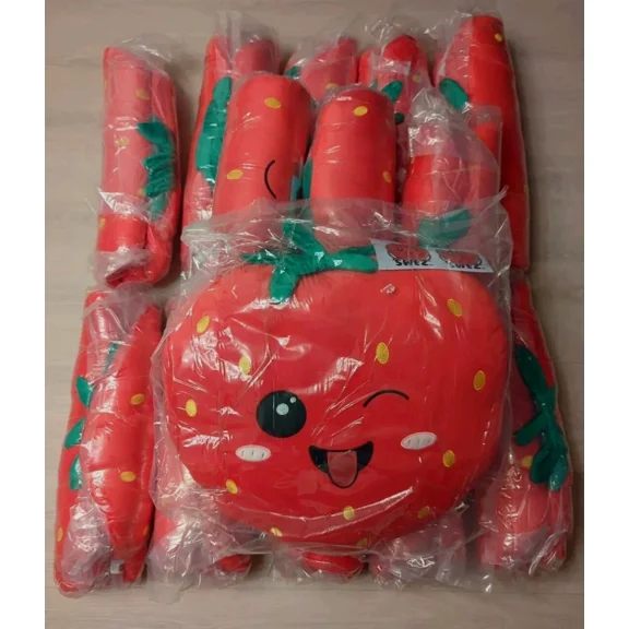 Strawberry Pillow 17 Inch×17Inch Cute Winking Face Stuffed Pillow