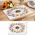 thumbnail image 6 of Rustic Bee Garland Placemats Set of 6 Spring Floral Watercolor Place Mats Indoor Wipeable Table Mats Washable Cloth Dining Table Placemats for Kitchen Holiday Party Home Decor 13x19 Inch, 6 of 9