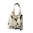 thumbnail image 2 of Bolsa de compras reutilizable, bolso de hombro elegante y moderno para mujer con estilo y clase para el en la playa. Blanco Negro, 2 of 9