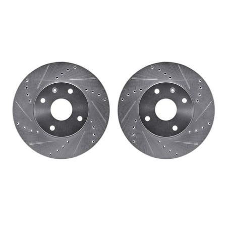 Dynamic Friction Company Front Brake Rotors Drilled and Slotted Silver - 7002-92009