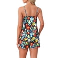 thumbnail image 3 of INSPIRE CHIC Women's Satin Lounge Set Sleeveless Cami Shirt Nightwear Sleepwear Pajama Sets S Black Colorful Flowers, 3 of 6
