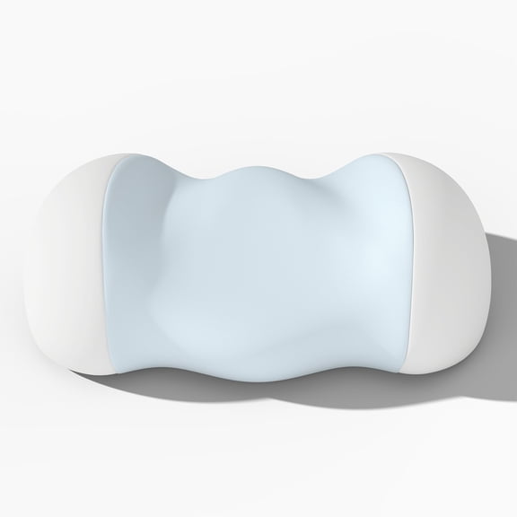 Abunitt Ergonomic Memory Foam Neck Support Pillow, Cooling Ice Silk Design For Travel & Indoor Use, Blue With White