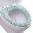 thumbnail image 1 of Moyic 1 unidad de calentador y grueso para baño, cubierta de asiento de inodoro de tela lavable y estirable, almohadillas para Closestool, Juegos de accesorios de baño verde Moyic JJ17704-02, 1 of 4