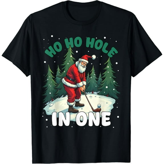 Santa Claus Hole in One for Golf Lovers Funny Christmas Golf T-Shirt