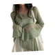 thumbnail image 3 of Camisetas de manga larga para mujer, jersey ligero de punto para bar, natación en verano Verde, 3 of 9