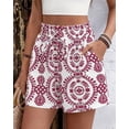 thumbnail image 6 of BTFBM Spring Summer Shorts for Women Dressy Casual High Waisted Wide Leg Floral Boho Shorts Beach Vacation Clothes, 6 of 8