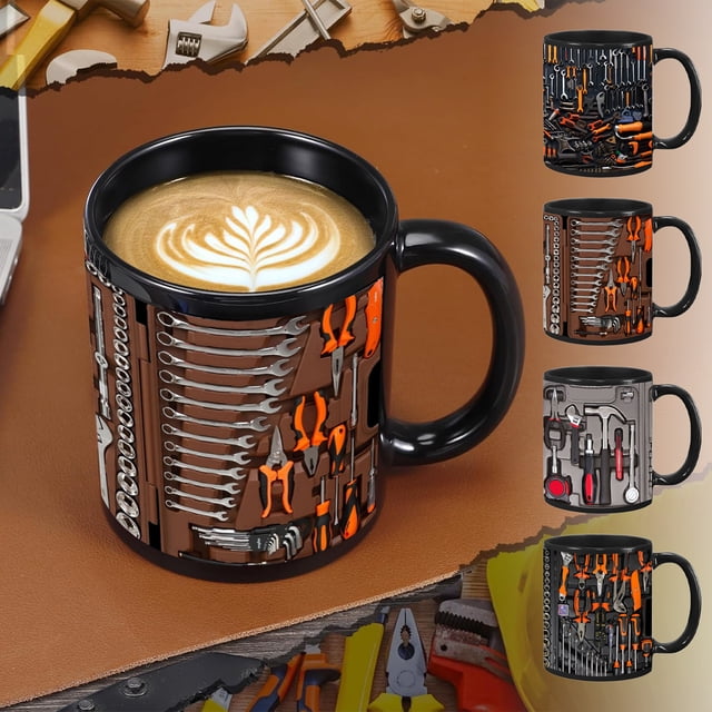 Taza de Cerámica con Diseño de Caja de Herramientas para Mecánicos | Taza de Café Ideal para Mecánicos | 330 Ml | Fabricación Duradera | Diseño Único | Ideal para Regalo de Navidad