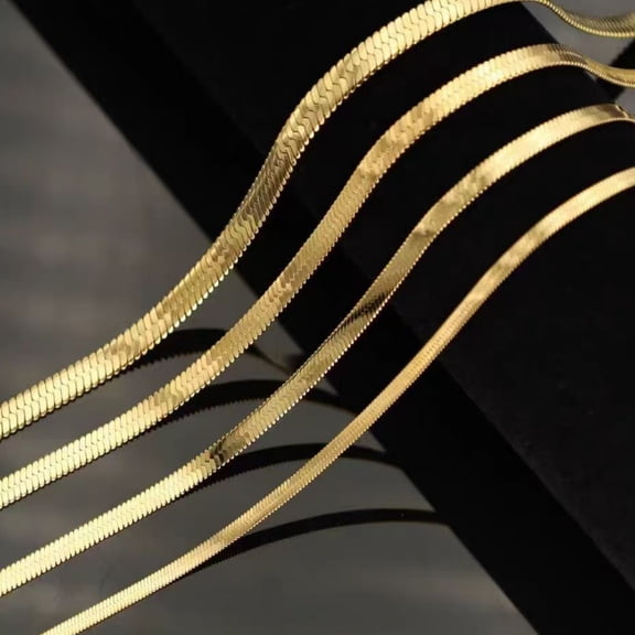 Gold Chain Necklace Collection Italian - 14K Real Solid Yellow Gold Filled Herringbone/Snake Chain Necklaces for Women and Men, 2mm and 18"