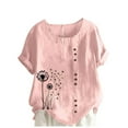 thumbnail image 2 of Plus Size Tops for Women Short Sleeve Button Floral Print Casual T-shirt Blouse Pink XXXXL, 2 of 4
