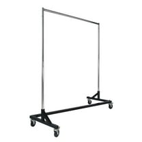 Econoco Commercial Grade Rolling Garment Rack with Z Base - KD Construction With Durable Square Tubing Black Base, Heavy Duty Round Tubing Chrome Hangrail and uprights
