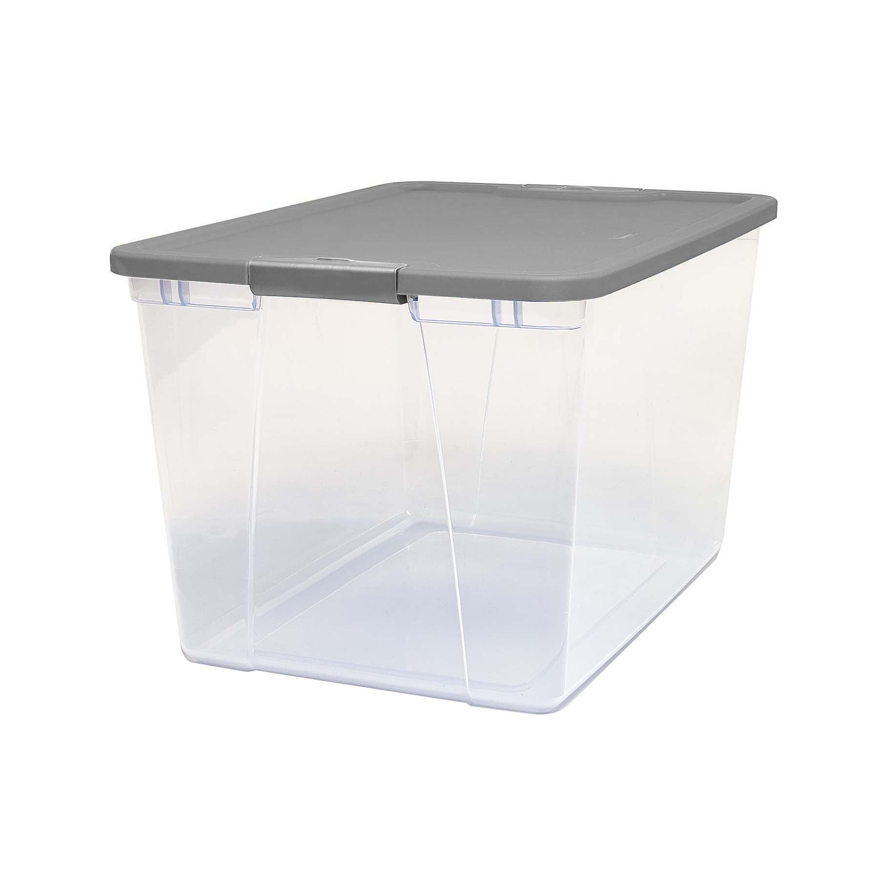 Homz 64 Quart Clear Storage Container with Gray Lid, Set of 6