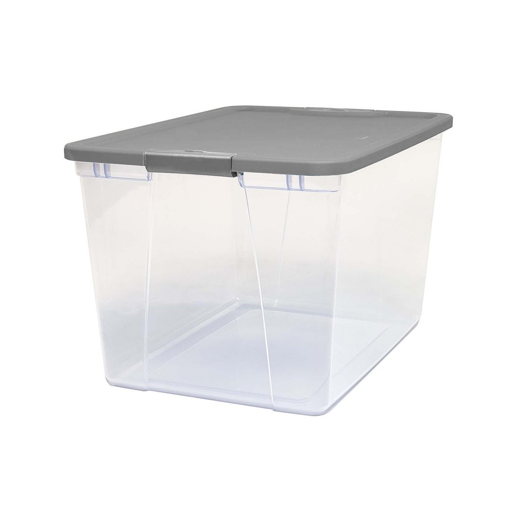 Homz 64 Quart Clear Storage Container with Gray Lid, Set of 6 Walmart