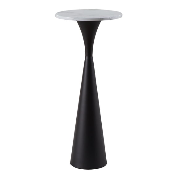 Gemma 22'' Contemporary Metal Side Table in Black Metal with White Marble Top By LumiSource