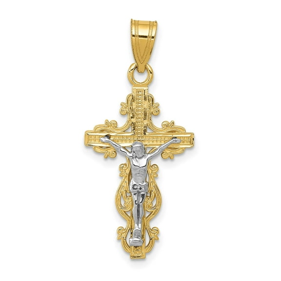 14k Real Gold Crucifix Cross Pendant Necklace for Men and Women Jesus Figure Catholic Religious Jewelry Latin Style Spiritual Devotional Christian Symbol Faith Chain Charm