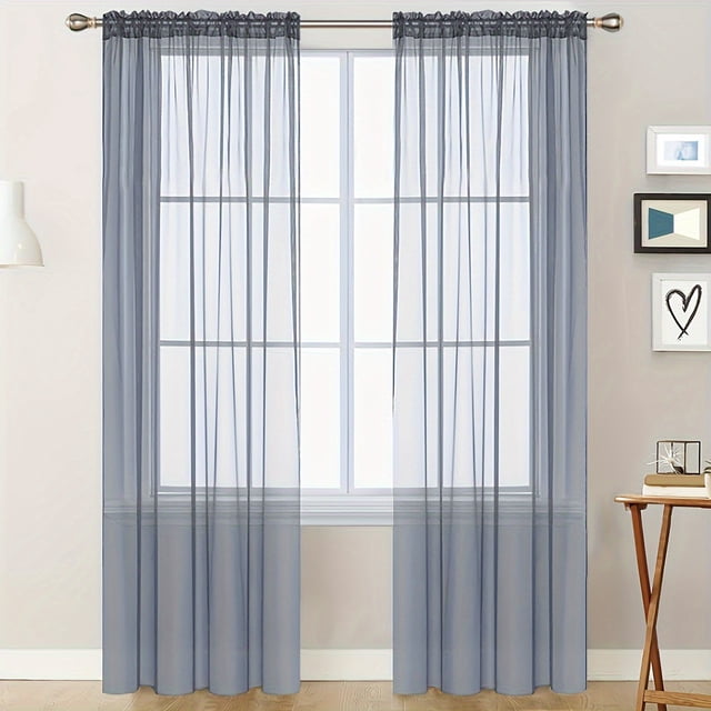Xiao Hua Cortinas ligeras - Cortinas grises de 132*241 cm, 1 pieza, poliéster con bolsillo para barra. Cortinas ligeras para dormitorio y decoración del hogar.