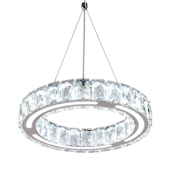 FRIXCHUR Modern LED Big Crystal Chandeliers, Elegant 1-Ring Pendant Lighting, Adjustable Hanging Small Chandelier Ceiling Lights Fixtures for Hallway, Closet, Entryway, Bedroom, Foyer, Dia 11.8"/30 cm