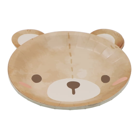 Celebrate It Paper Plates - Bear Face-Shaped Disposable Snack Plates, Brown, 7", 24 Packs (192 Total)
